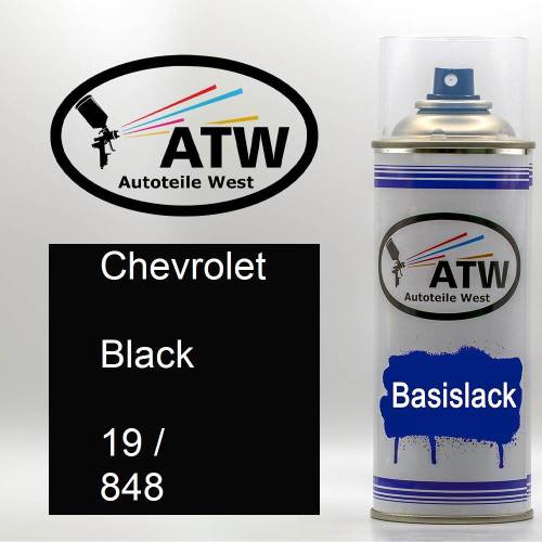 Chevrolet, Black, 19 / 848: 400ml Sprühdose, von ATW Autoteile West.